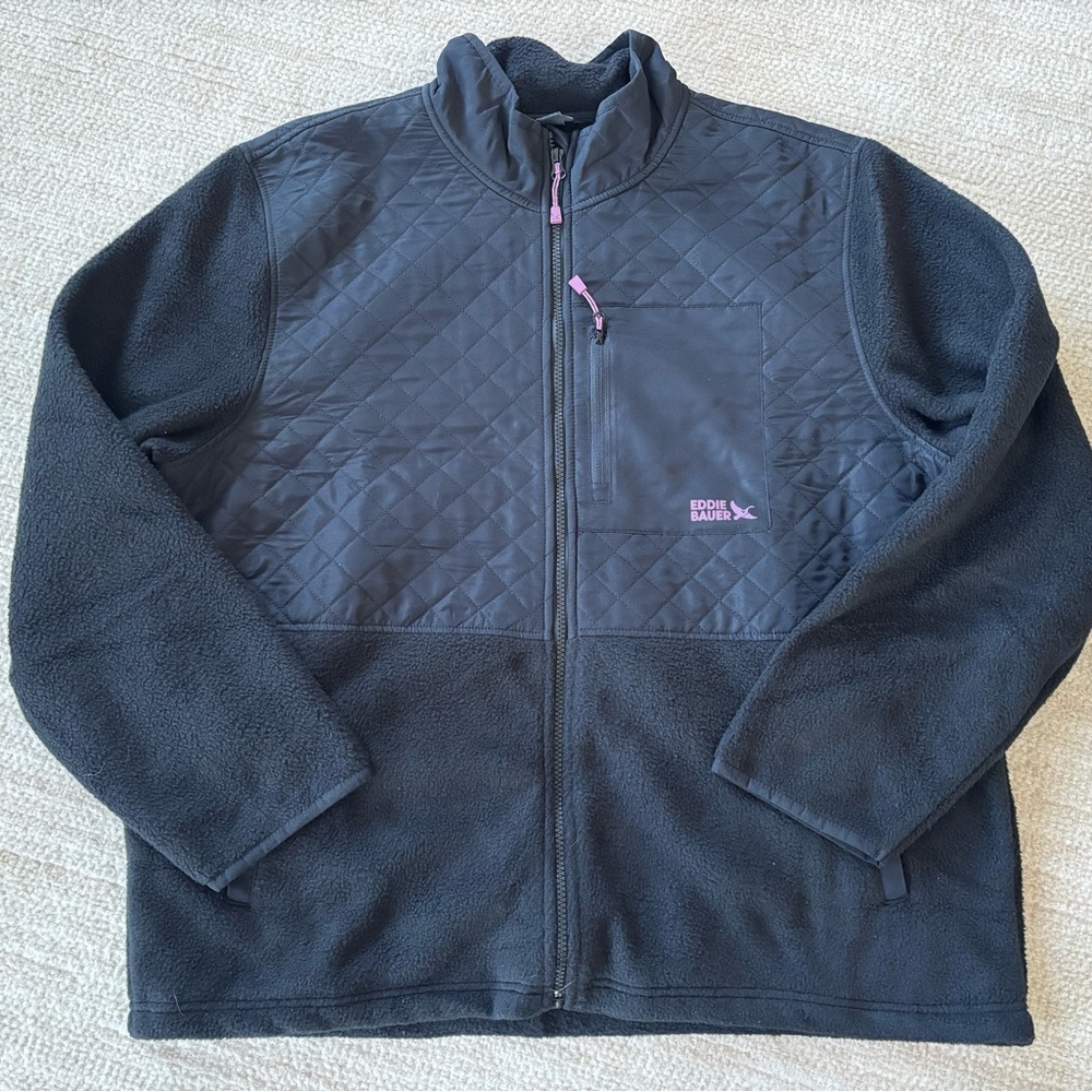 Eddie Bauer Women’s Fleece Black and Pink Jacket NWOT XXL